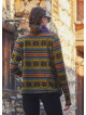 Boho Style Thumbhole Purple Rug Patterned Cardigan